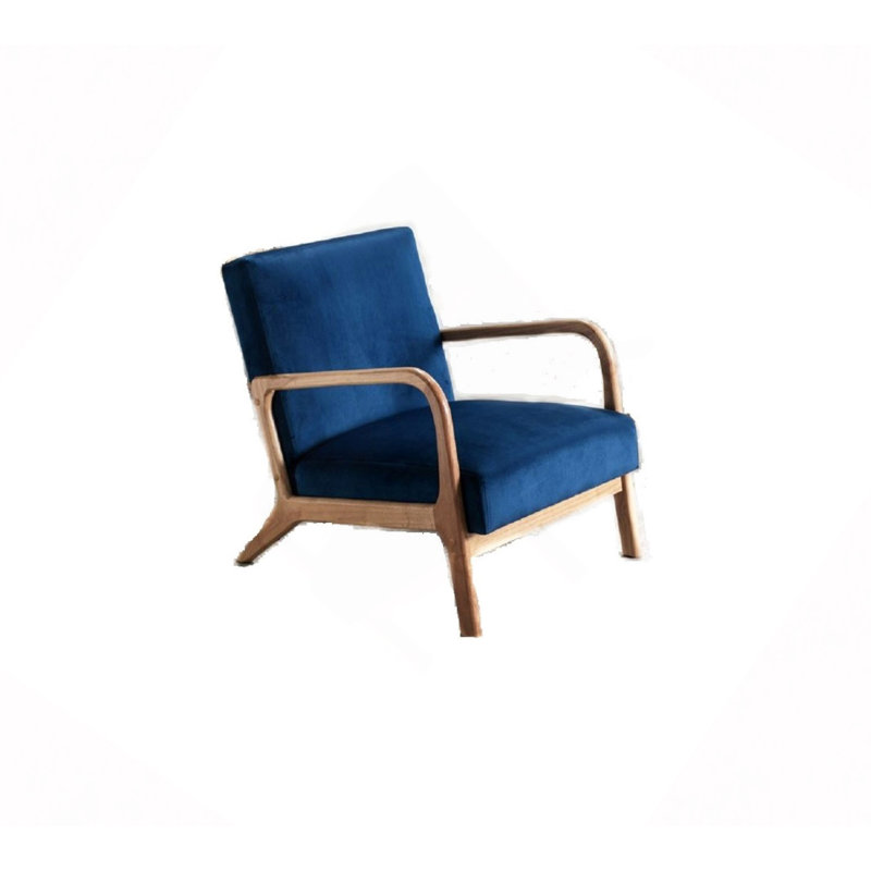 Fauteuils d'appoint classiques de style moderne du milieu du siècle pour salon ou chambre, fauteuil à structure ouverte avec finition espresso avec rembourrage moelleux et tissu