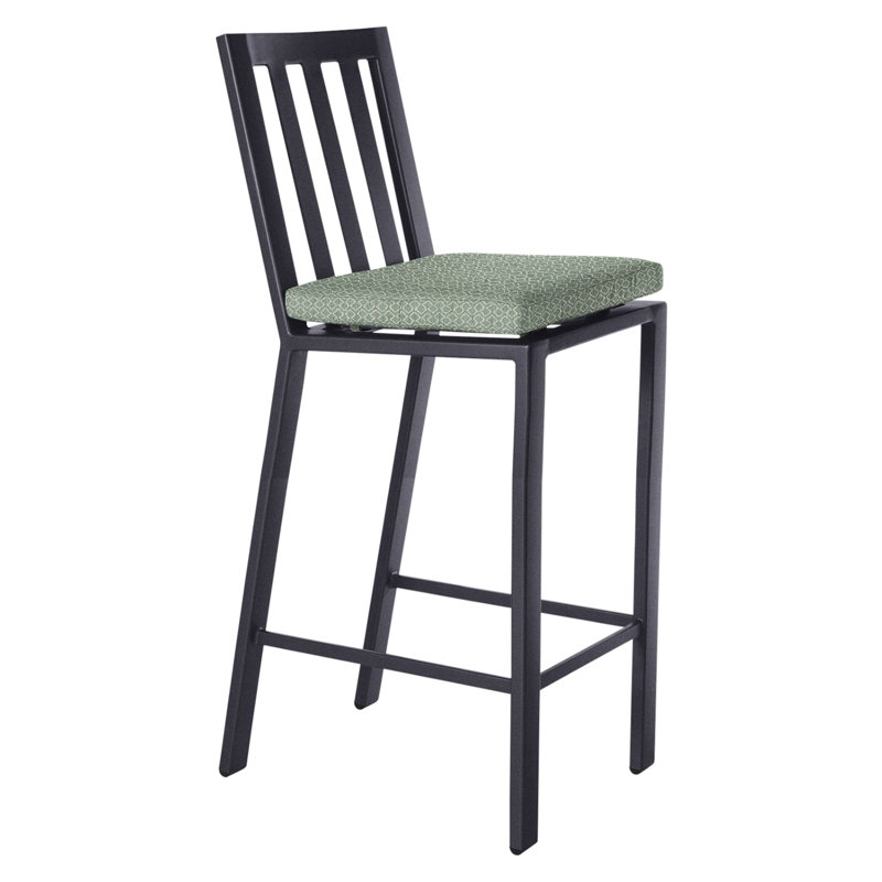 Aris Outdoor Bar Stool, Graphite, Alcazar Redwood, 31.75"
