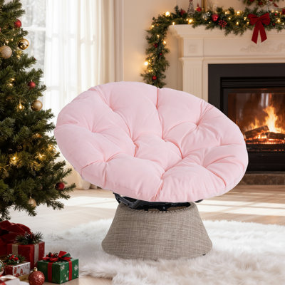 Ergonomic 360° Swivel Papasan Accent Chair With Soft Extra Thick Cushion,Comfy Living Room Chair