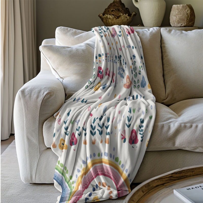 Rainbow Dots - 1 Piece Blanket, 80" L x 60" W