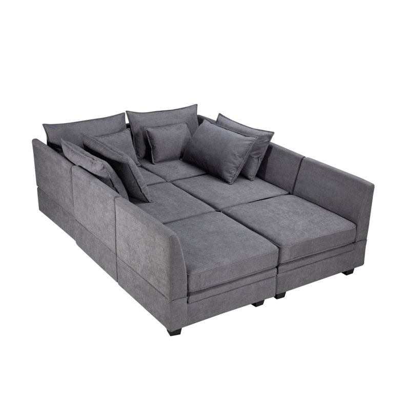 Canapé modulaire Kaljo, 100 % lin gris foncé