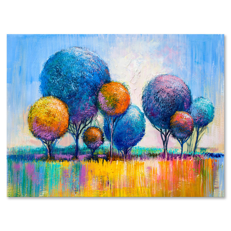 Autumn Fantasy Trees IV - Peinture sur toile, H 24 po x l 32 po x P 1 po, Toile tendue