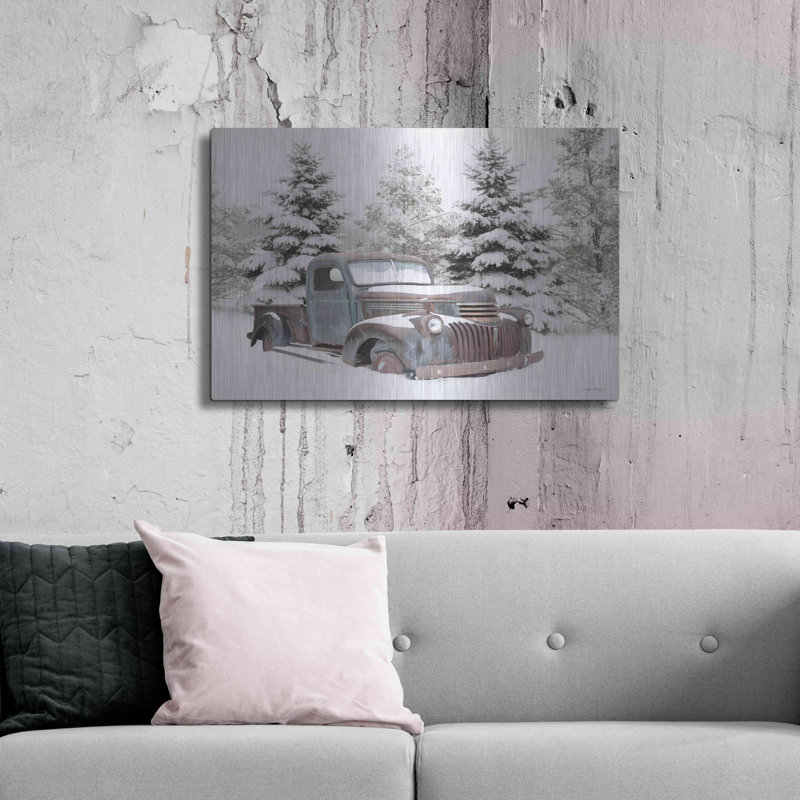 «Chevy at the Tree Farm» par Lori Deiter, art mural en métal, H 24 po x l 36 po
