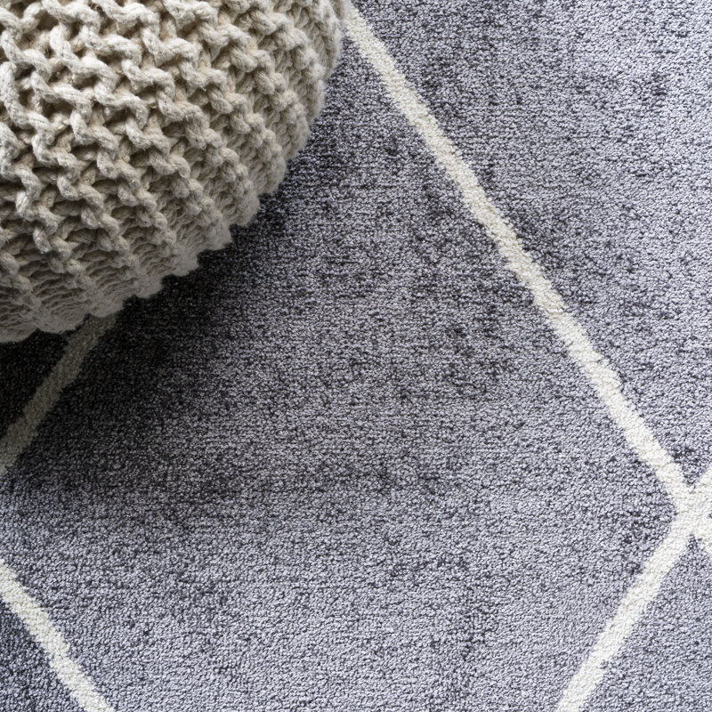 Tapis gris / blanc Bertrice, Rectangle de 5 pi x 8 pi