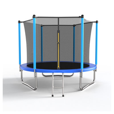 8FT Kids Trampoline with Safety Enclosure Net - Blue Outdoor Backyard Trampoline, ASTM Certified Steel Frame Trampoline for Children