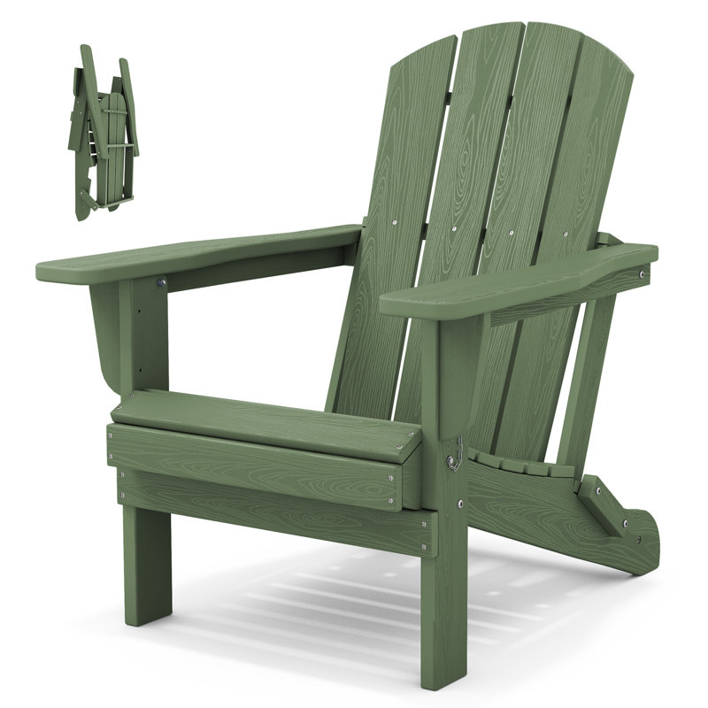 Clitheroe Foldable HDPE Adirondack Chair, Avocado Green