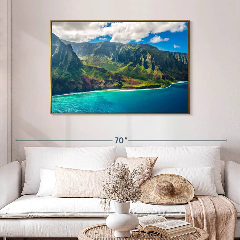 Kauai, 46 po x 31 po, Cadre flottant doré
