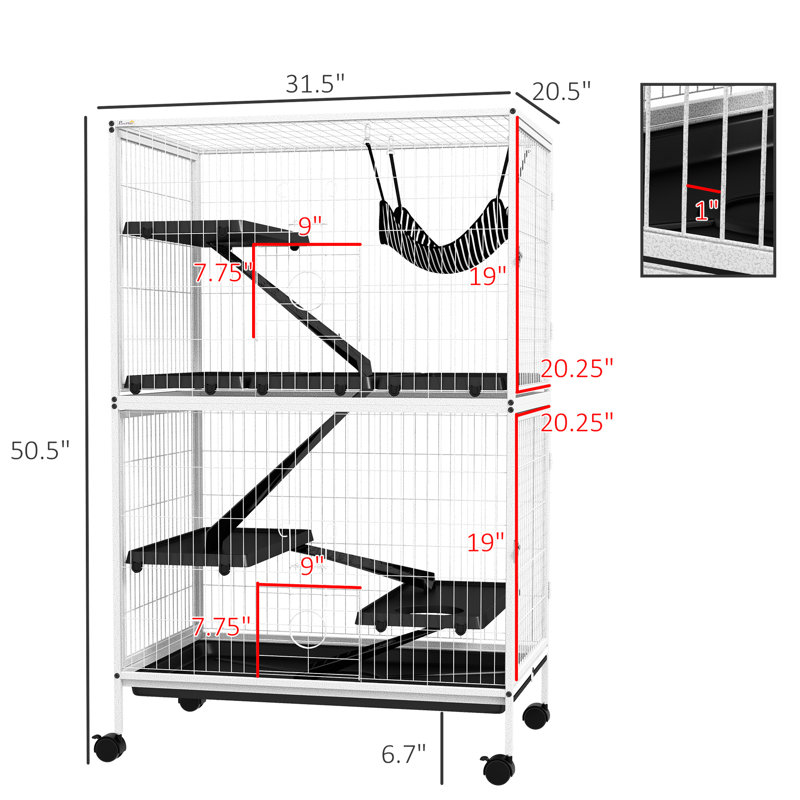 Cage pour petits animaux 50,5 "H - par 5 - blanc