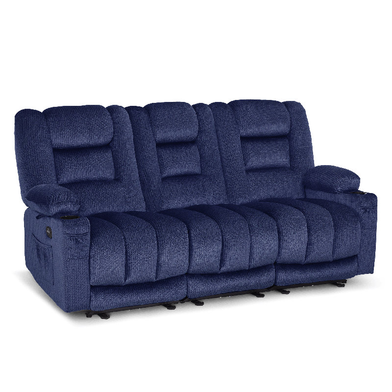 81.5" W Zero Gravity 3-Seater Power Reclining Sofa with Massage & Heat, Navy