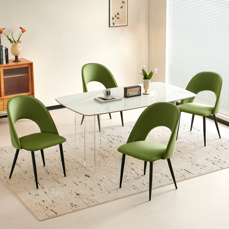 Chaise de salle à manger rembourrée en velours moderne (vert), Vert