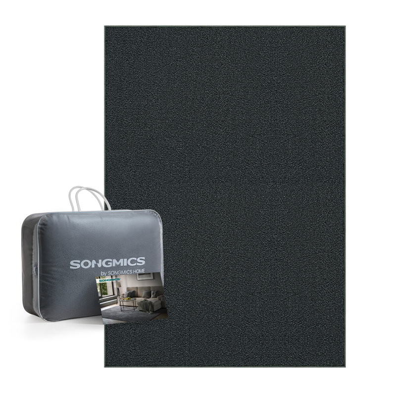 Solid Colour Machine Tufted Shag Area Rug, Rectangle 120 x 170cm, Charcoal Grey
