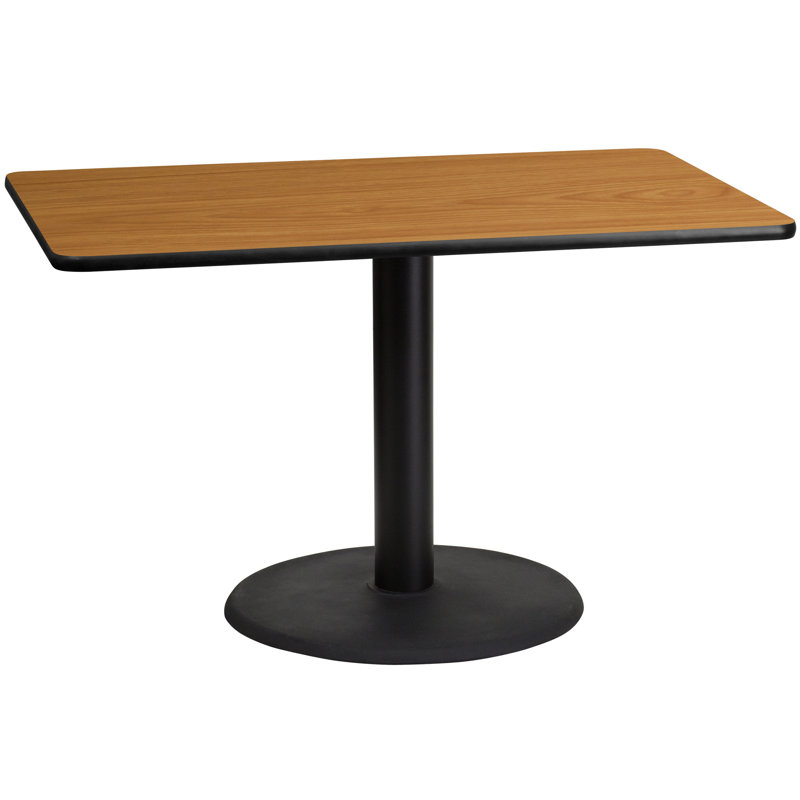 Carrus Rectangular Laminate Dining Table Top with Round Base, 31.12" H x 48" W x 30" D, Natural
