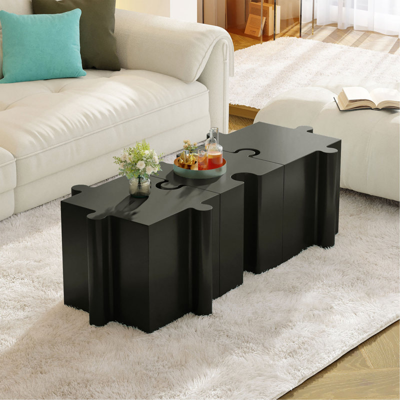 Ensemble de 3 tables de casse-têtes artistiques, tables d'appoint modulaires MGO avec emboîtement (2 convexes et 1 concave), capacité de 200 lb pour l'intérieur et l'extérieur