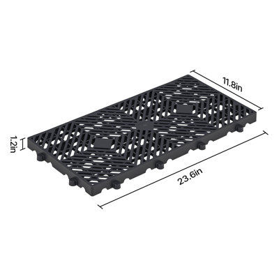 Palettes en plastique, palettes en plastique pour le rangement au sous-sol, coussin de rangement léger et imperméable emboîtable avec grille respirante pour entrepôt intérieur, 23,6 po x 11,8 po x 1,2 po, noir