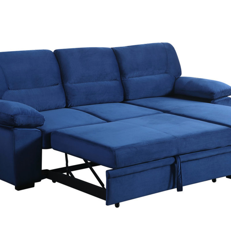 Canapé-lit modulaire en velours réversible, Bleu