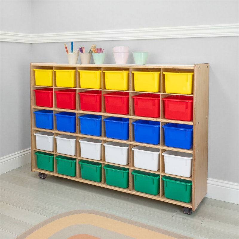 Casier avec bacs Contender, Assemblé avec roulettes, Couleurs assorties
