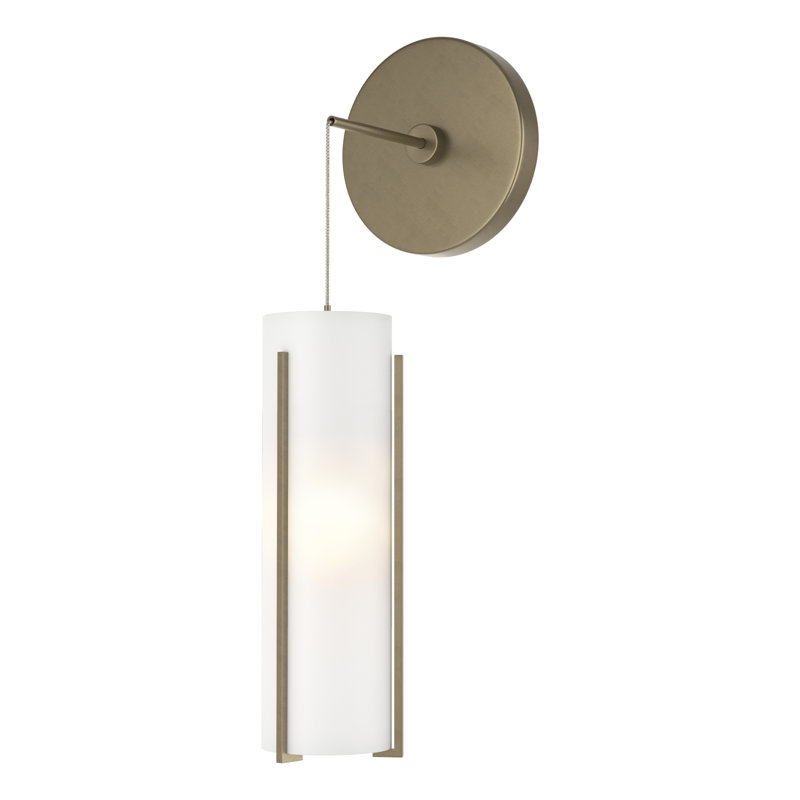 Exos 1 - Light Steel Armed Sconce, Opal White, Soft Gold