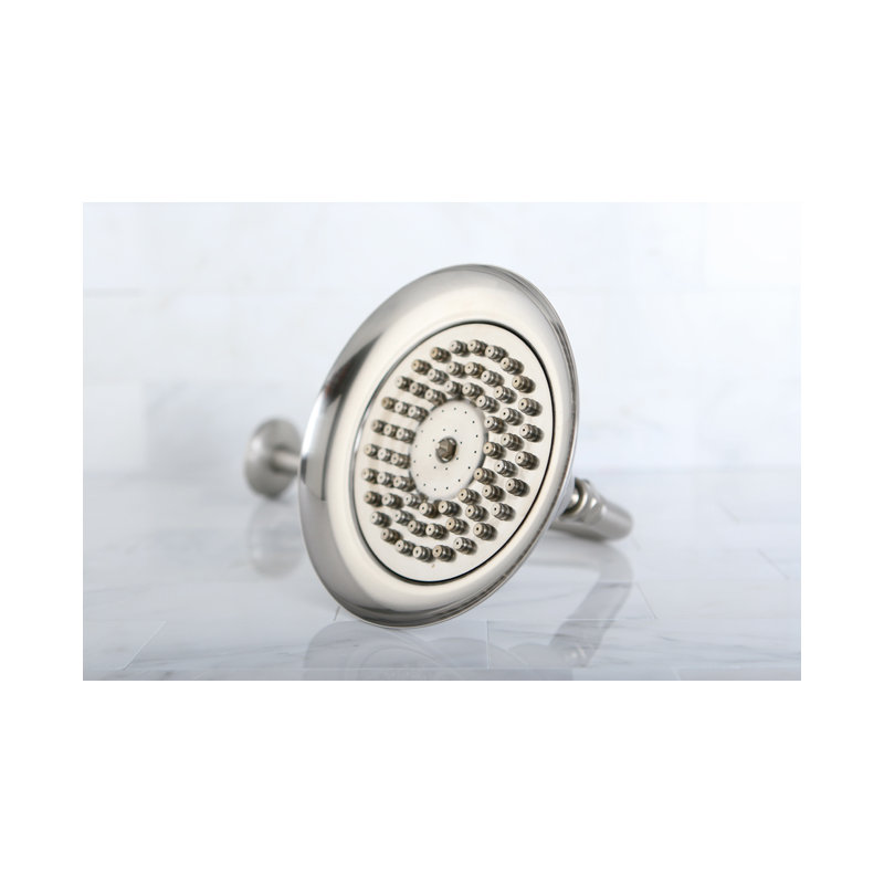 Kingston Brass Shower Scape 6-Inch Round Raindrop Brass Shower Head with 12-Inch Shower Arm, Brushed Nickel