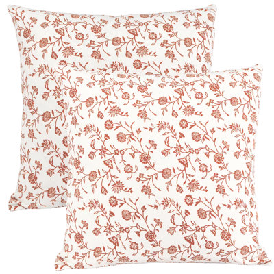 Floral Pillow Covers Vintage Flowers On Vine Design, Cotton Cushion Cover With Botanical Pattern Pack of 2