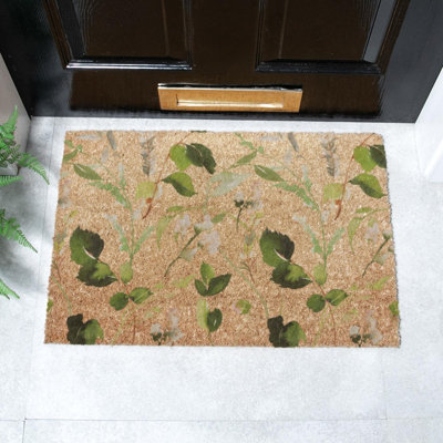 Watercolour Leaves Coir Doormat