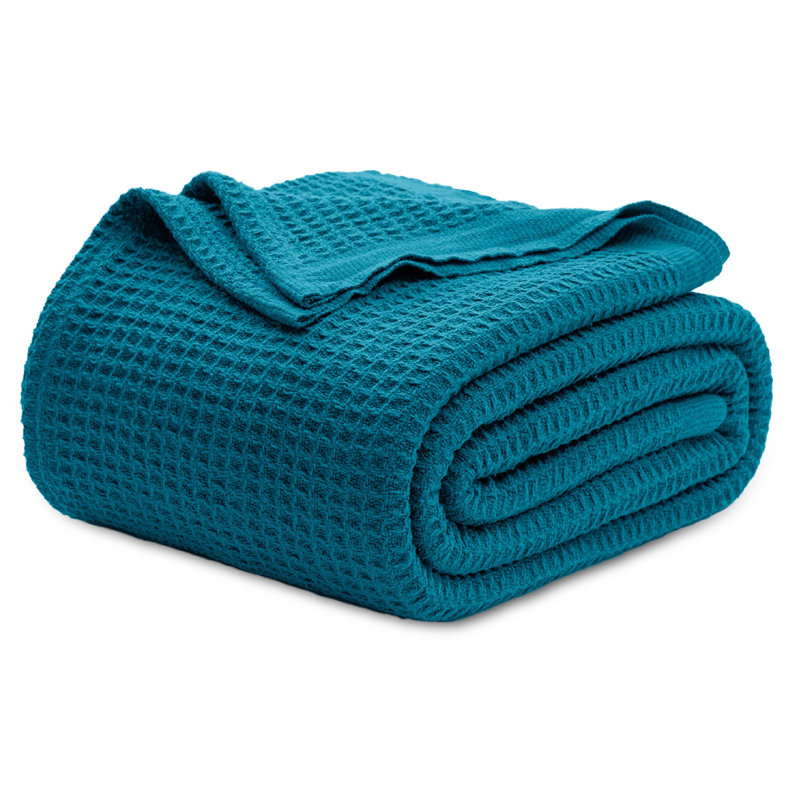 Jeté 100% coton 406 g / m² Literie respirant gaufré GentleSoft ™, Grand lit, Sarcelle