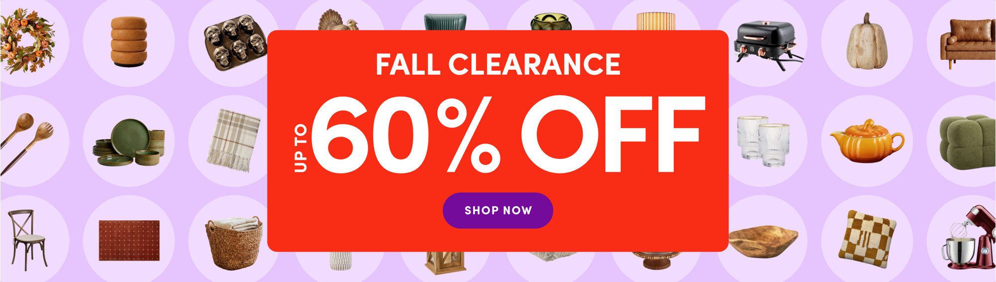 Fall Clearance, up to 60 percent off, shop now.