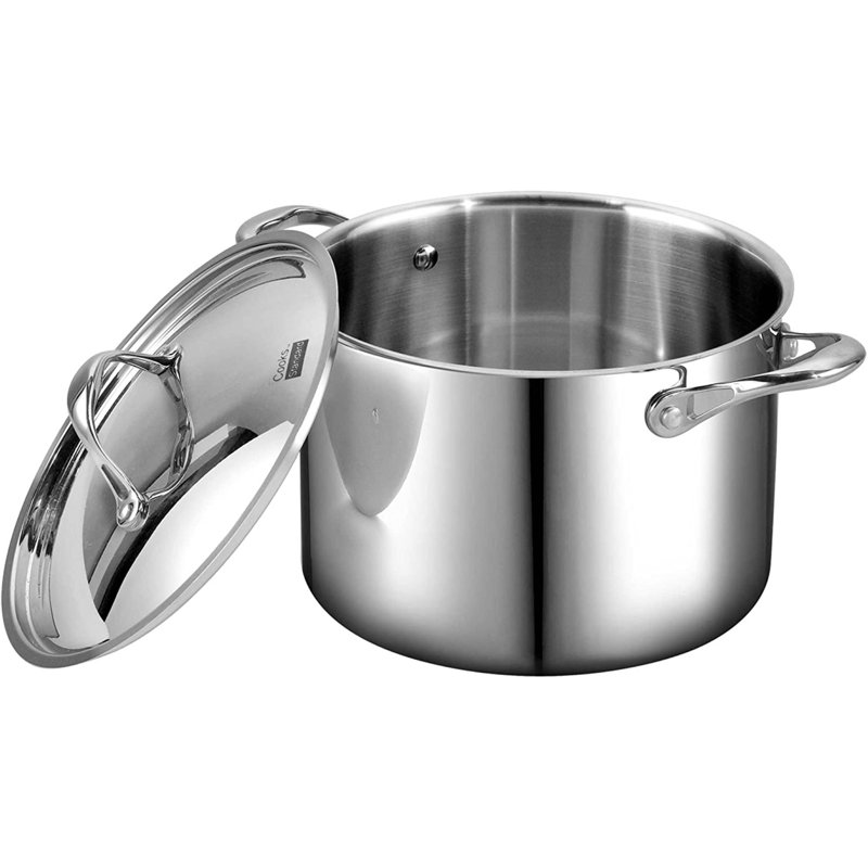 Large Stainless Steel Stockpot with Lid for All Stovetops