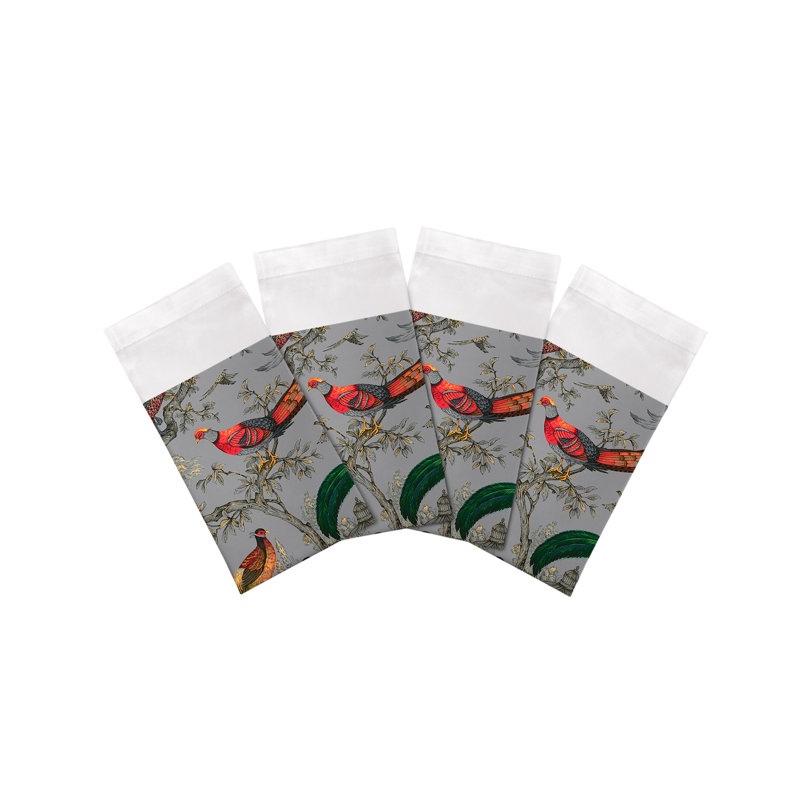 Pheasant Fall Sauvage Cotton Sateen Dinner Napkins, Silver