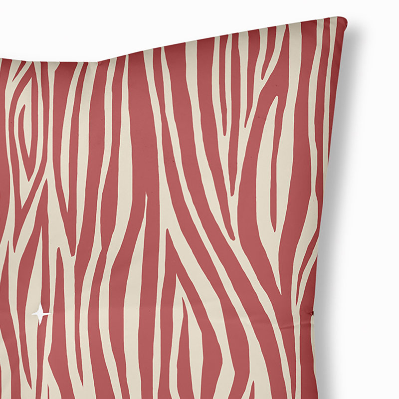 351_Oreiller de sol touffeté à rayures en bois, Corail, 30 po x 30 po