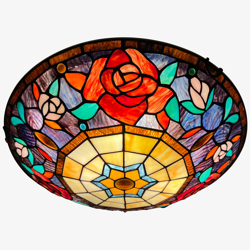 Tiffany Ceiling Lights, Stained Glass Ceiling Light 3-Lights 16 Inch Tiffany Flush Mount Ceiling Light