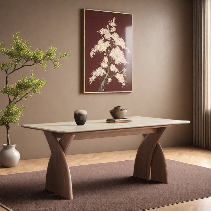 Cave rock plate household dining table, 29.52”H x 59.05”L x 31.49”W