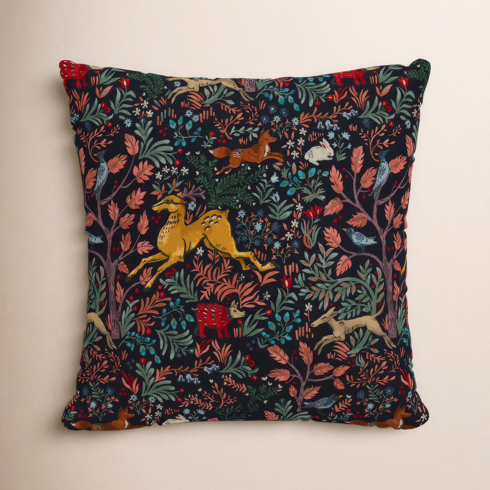 Foxe Toile Indoor/Outdoor Throw Pillow, 18" x 18", Frolic Navy