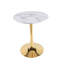 Table de salle à manger de style tulipe de 23,62 po en marbre blanc avec pieds de couleur dorée et plateau de table Mid-Century pour 2 à 4 personnes avec plateau en MDF rond, table de salle à manger à piédestal et table basse