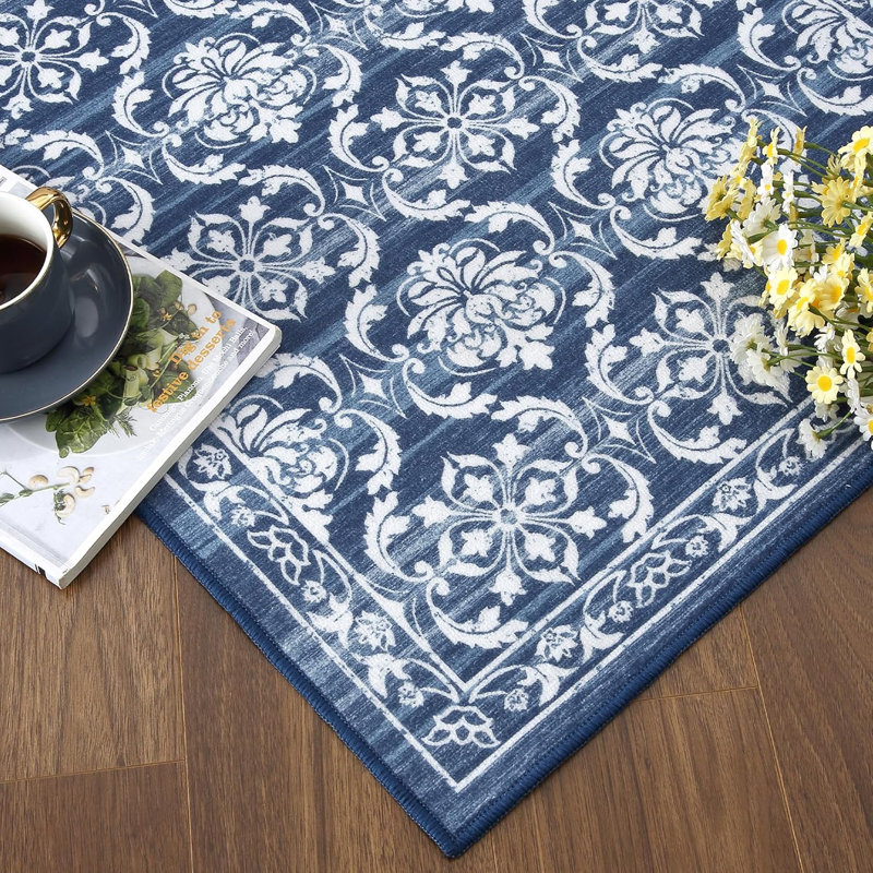 Tapis à poils courts, tapis à motif moderne antidérapant lavable à la machine pour le salon, la chambre à coucher et le bureau à domicile