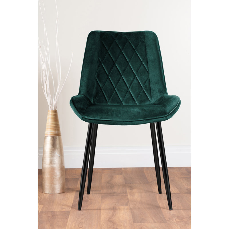 Eubanks White Marble Effect Melamine Round 80cm Dining Table And Chairs - 2 Velvet Dining Chairs, Green/Black