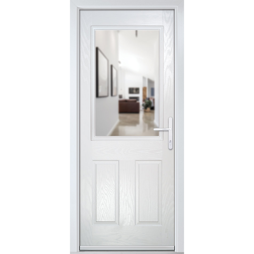 Crystal GRP Front door Back Door White 920mm x 2090mm Open in Left hand Clear Glass