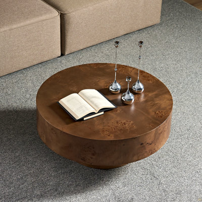 Table basse en placage de bois 31,49 po et piédestal robuste en noyer