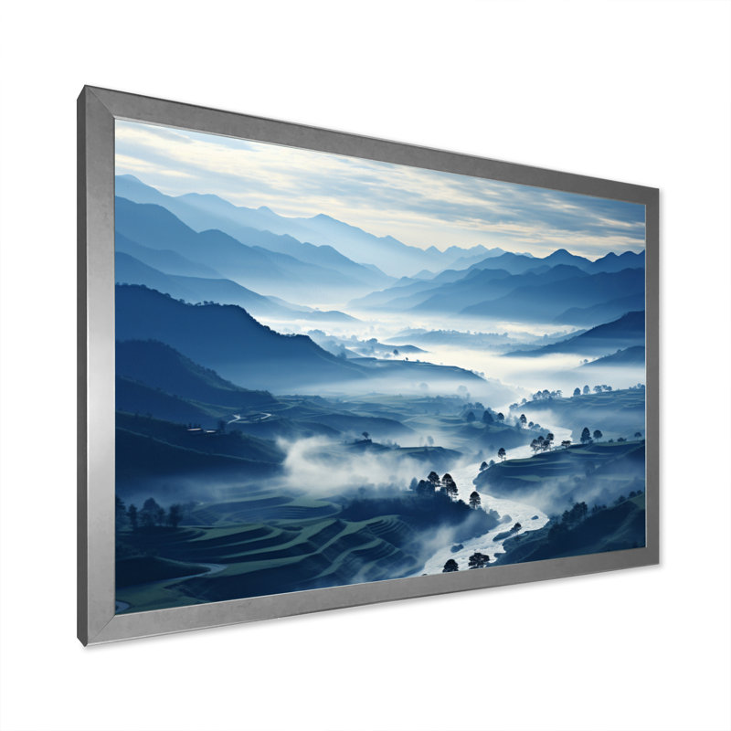 Thailande, Misty Mountains, Cadre photo argenté, H 30 po x l 40 po x P 1,5 po