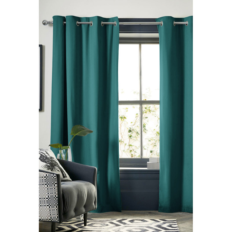 Buckins Blackout Curtain Single Panel, Blue, Width 140 x Drop 280 cm