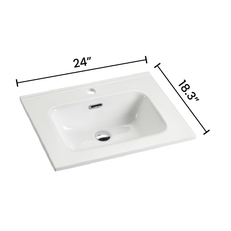Integrated white ceramic basin