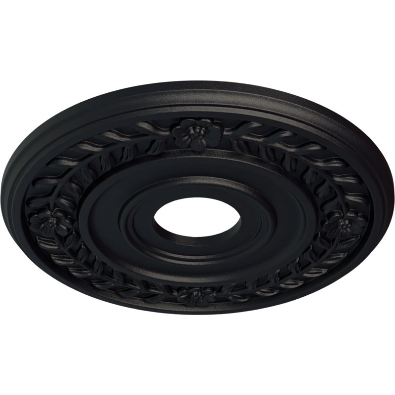 Médaillon de plafond Endurathane Plymouth, DO 16 3/4 po x P 1 3/8 po (convient aux auvents jusqu'à 1 5/8 po), finition perle noire peinte à la main