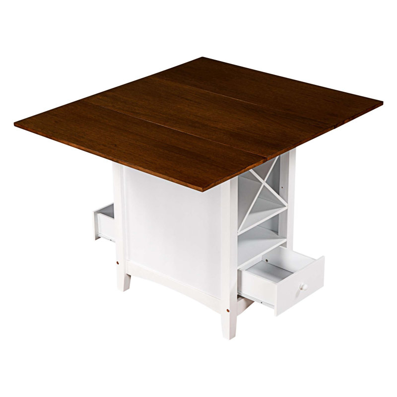 Jeraldene 4 - Person Pedestal Dining Set, Brown, White, Gray