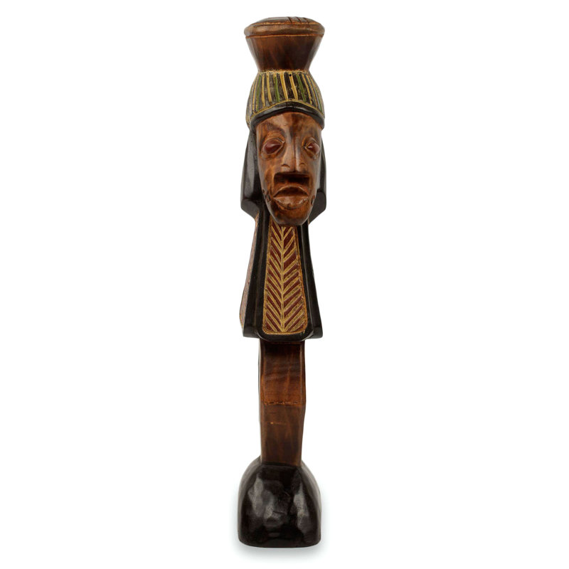 Rita Addo Zakour Carved by Hand African Yoruba Storm Deity Wood Sculpture
