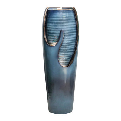 Fountains | Modern 38.7" 4-Tier Cascading Fountain with LED Lights, For Indoor Outdoor Patio Garden | Resin | Waterfall Fountain