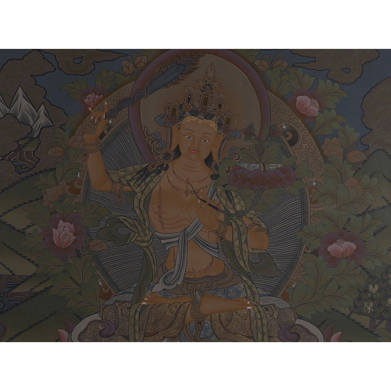 Manjushri - Le Bouddha de la Sagesse (Thangka Brocadeless)