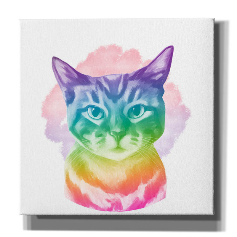 «Faded Kitten» par Dawg Painter, art mural sur toile, 12 po x 12 po, H 37 po x l 37 po x P 1,5 po