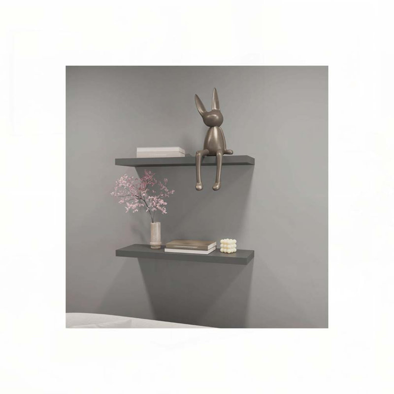 Matt Grey Floating Shelf, Gray