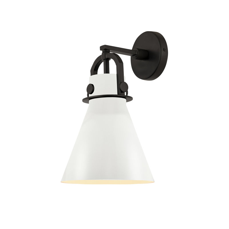 Acie Steel Armed Sconce, Matte White, Matte Black