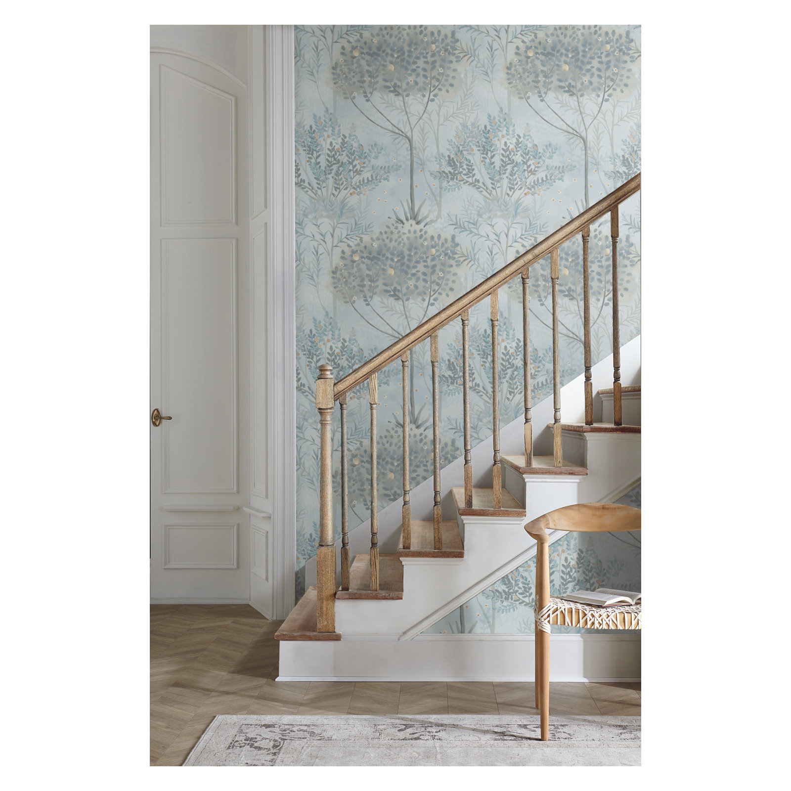 Astin Floral Double Roll, Blue/Gray