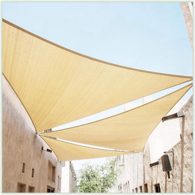 Auvent triangulaire à droite pour auvent en toile de soleil, auvent d'extérieur respirant bloquant les rayons UV Upf50 + pour terrasse, jardin, cour et arrière, robuste, taille personnalisée, beige